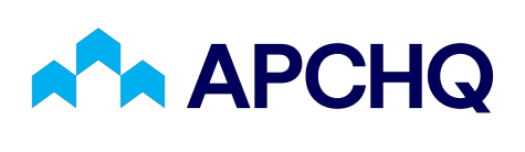 Logo APCHQ sur fond cyan